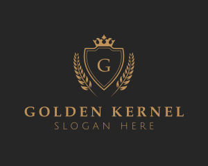 Shield Crown Luxury Wreath logo design