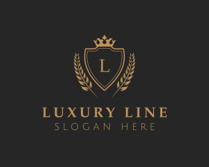 Shield Crown Luxury Wreath logo design