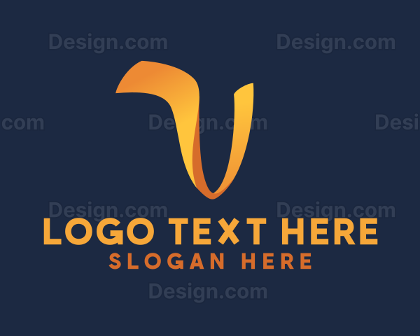 Modern Playful Ribbon Letter V Logo