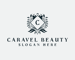 Diamond Floral  Wreath Spa logo design