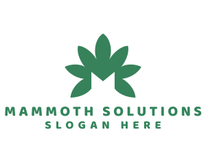 Green Cannabis M logo design