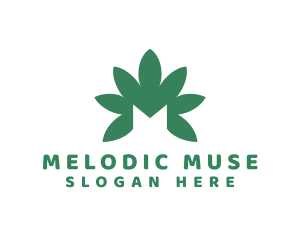 Green Cannabis M logo design