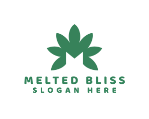 Green Cannabis M logo design