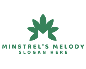 Green Cannabis M logo design