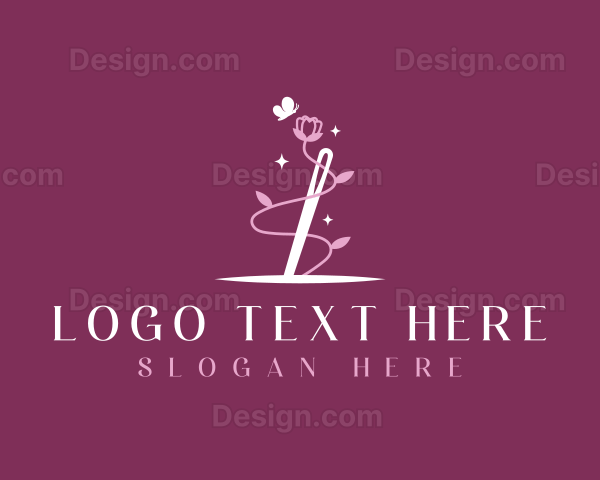 Floral Needle Sewing Logo