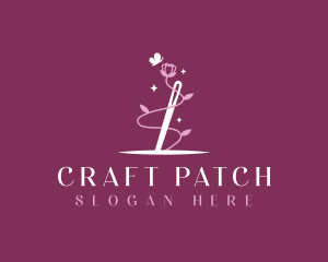 Floral Needle Sewing logo design