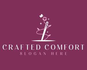 Floral Needle Sewing logo design