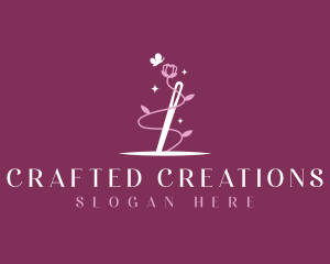 Floral Needle Sewing logo design