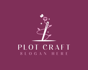 Floral Needle Sewing logo design