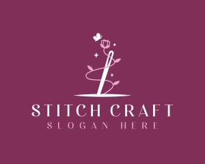 Floral Needle Sewing logo design