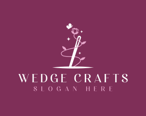 Floral Needle Sewing logo design