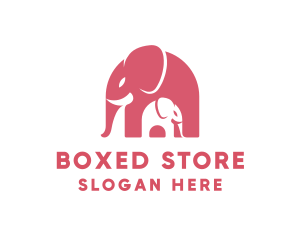 Cute Pink Elephant Zoo logo design