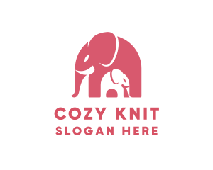 Cute Pink Elephant Zoo logo design