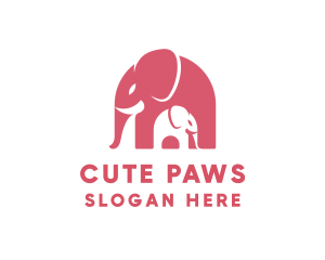 Cute Pink Elephant Zoo logo design