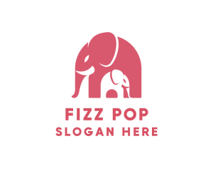 Cute Pink Elephant Zoo logo design