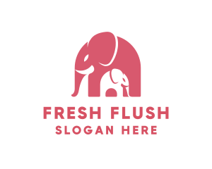 Cute Pink Elephant Zoo logo design