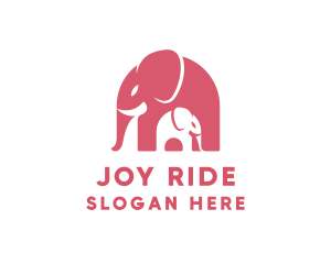 Cute Pink Elephant Zoo logo design