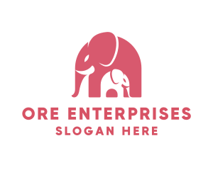 Cute Pink Elephant Zoo logo design