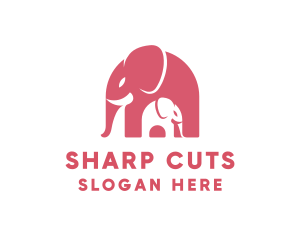 Cute Pink Elephant Zoo logo design