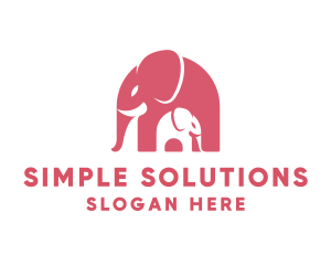 Cute Pink Elephant Zoo logo design