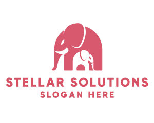 Cute Pink Elephant Zoo logo design