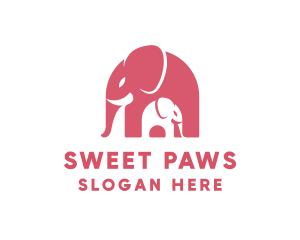 Cute Pink Elephant Zoo logo design