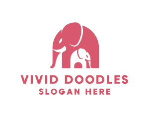 Cute Pink Elephant Zoo logo design