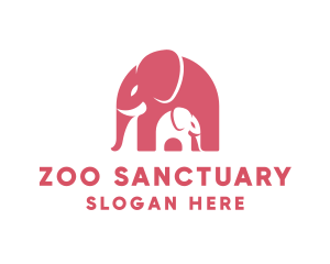 Cute Pink Elephant Zoo logo