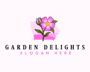 Wild Rose Iowa Flower logo design