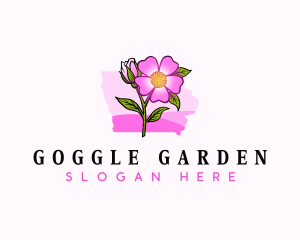 Wild Rose Iowa Flower logo design