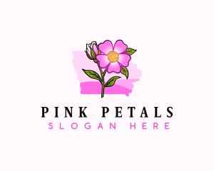 Wild Rose Iowa Flower logo design