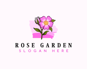 Wild Rose Iowa Flower logo design