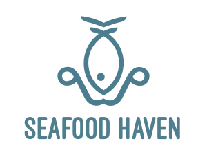 Teal Fish Anchor logo design