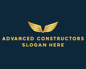 Gold Auto Aviation Wings  logo design