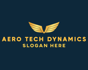 Gold Auto Aviation Wings  logo design