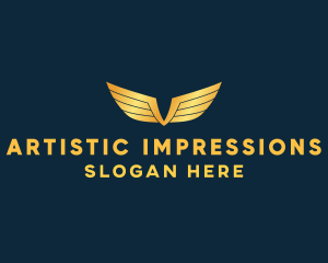 Gold Auto Aviation Wings  logo design