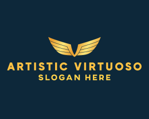 Gold Auto Aviation Wings  logo design