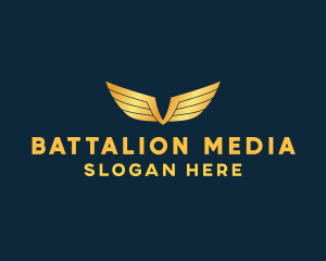 Gold Auto Aviation Wings  logo design