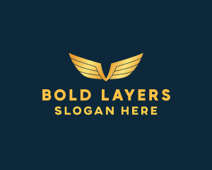 Gold Auto Aviation Wings  logo design