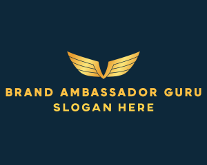 Gold Auto Aviation Wings  logo design