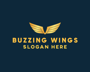 Gold Auto Aviation Wings  logo design