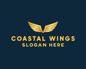 Gold Auto Aviation Wings  logo design