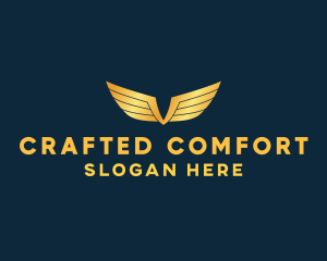 Gold Auto Aviation Wings  logo design