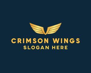 Gold Auto Aviation Wings  logo design