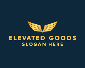 Gold Auto Aviation Wings  logo design