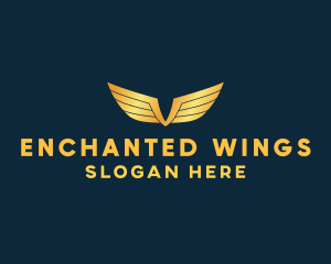 Gold Auto Aviation Wings  logo design