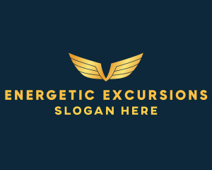 Gold Auto Aviation Wings  logo design