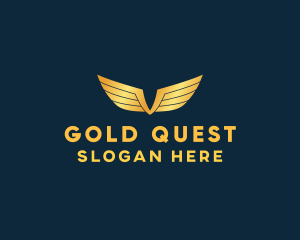 Gold Auto Aviation Wings  logo design