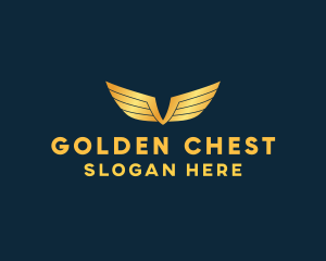 Gold Auto Aviation Wings  logo design