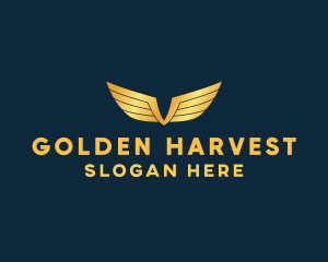 Gold Auto Aviation Wings  logo design